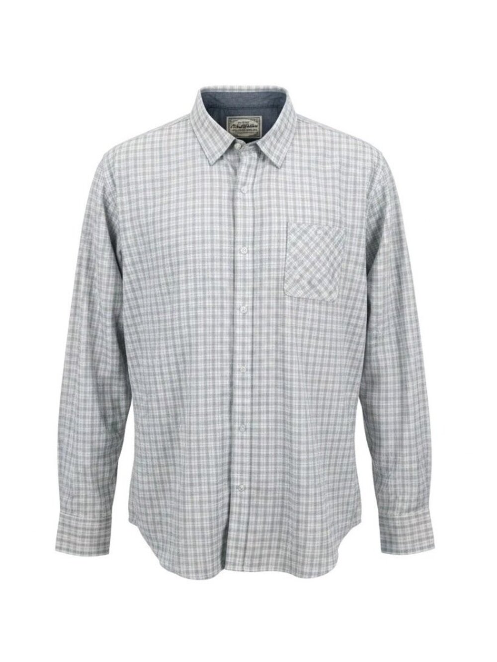 Flag and Anthem 100% Cotton Gray & White Plaid Button Front Shirt Men’s XL NWT